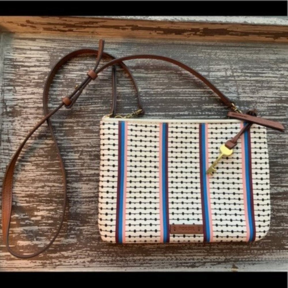 Fossil Devon Multi-Stripe Ecru Crossbody Bag